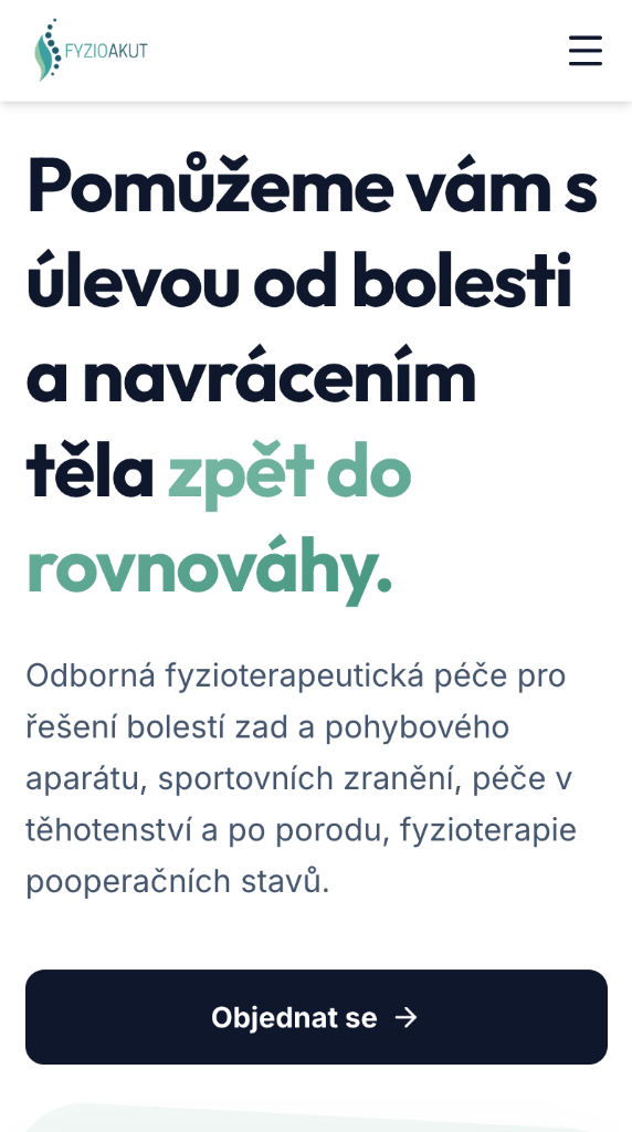 Fyzioakut.cz mobilní verze